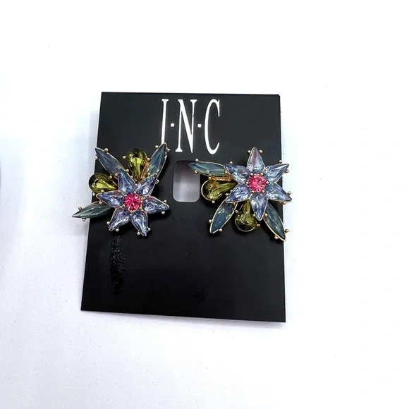Inc International Concepts Multicolor Crystal Flower Drop Earrings in Gold-Tone - Picture 3 of 6
